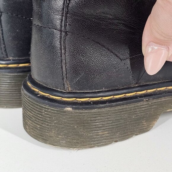 Dr. Martens Black Leather Lace-Up Kids Boots Distressed Condition #1460 J Size 2 - Picture 9 of 10